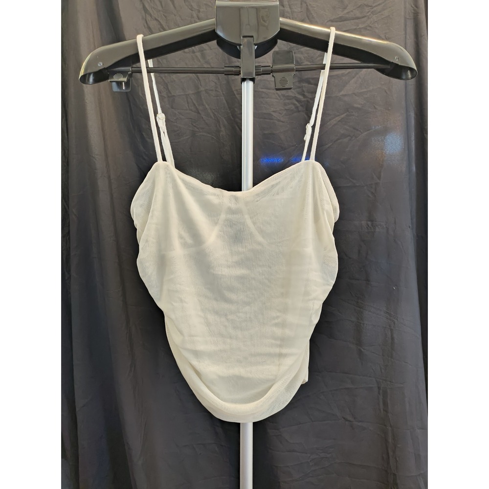 Forever 21 Large Sheer Rouched Cami Tank Ivory Cream